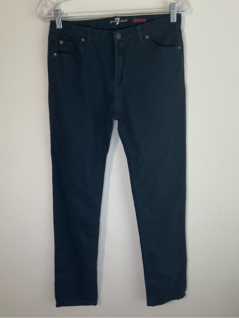 7 For All Mankind Boys Slimmy Jeans Size 16 Black Dark Wash Stretch Denim Pants